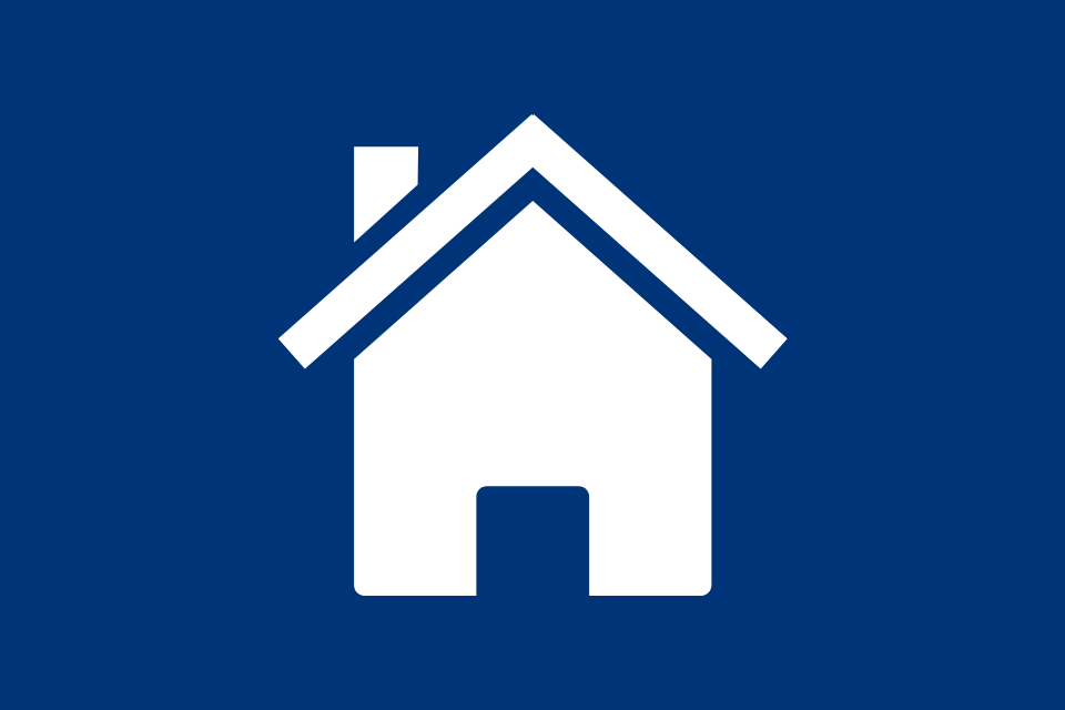 blue background with house icon