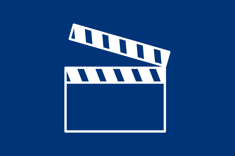 blue background with movie icon