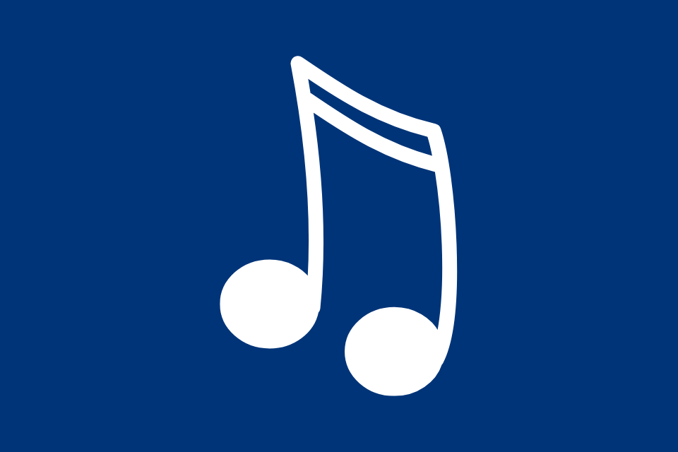 blue background with music note icon