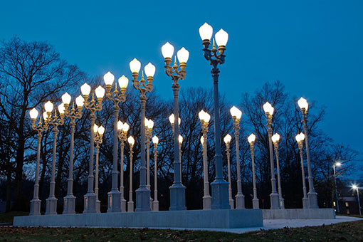 Light of Reason sculpture on Brandeis campus