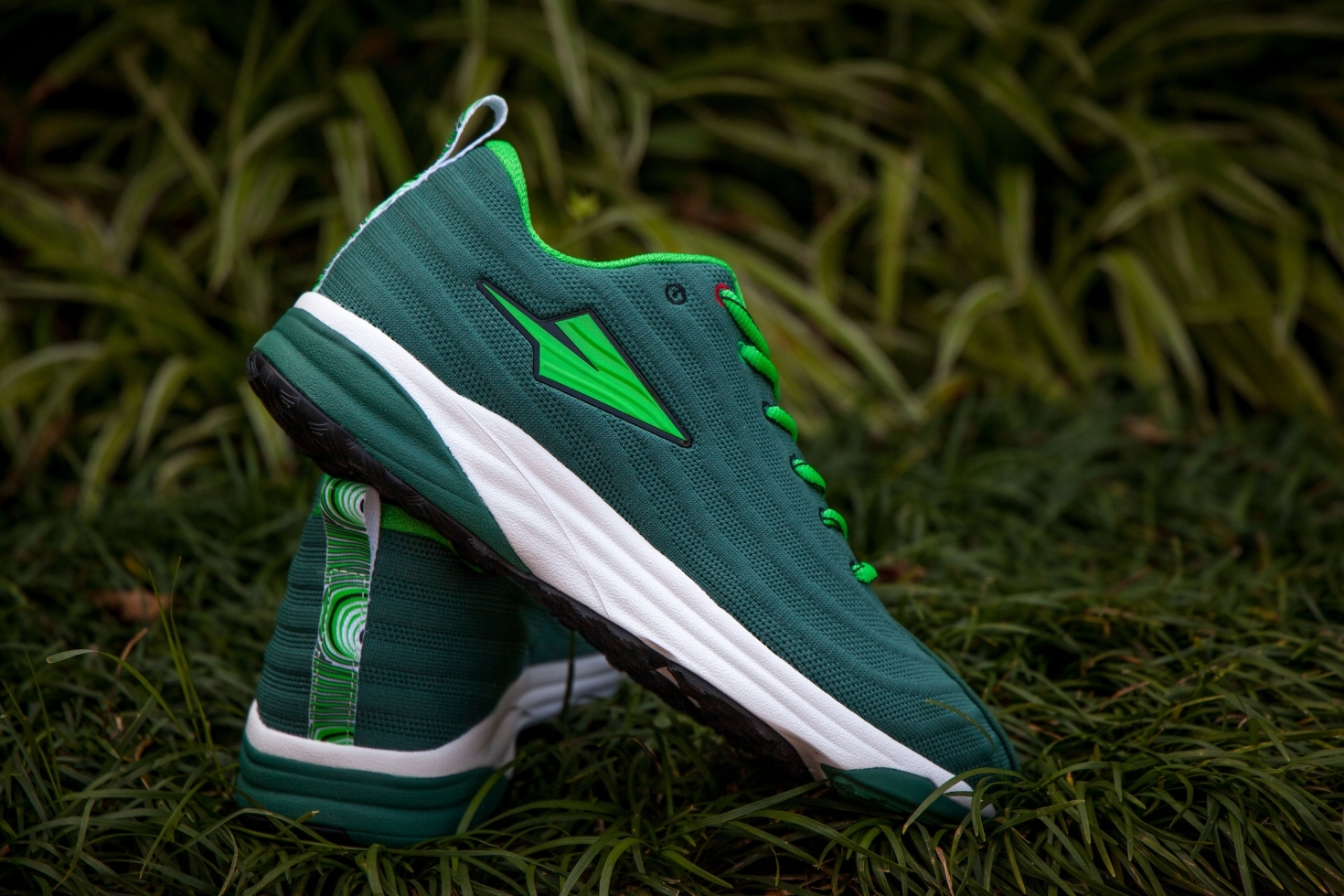Green running sneakers