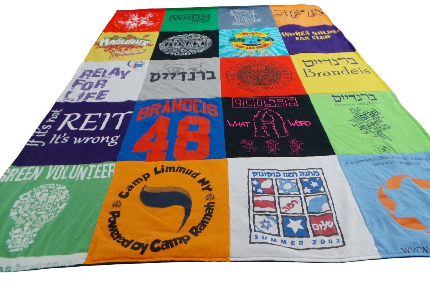 Quilted blanket made out of t-shirts
