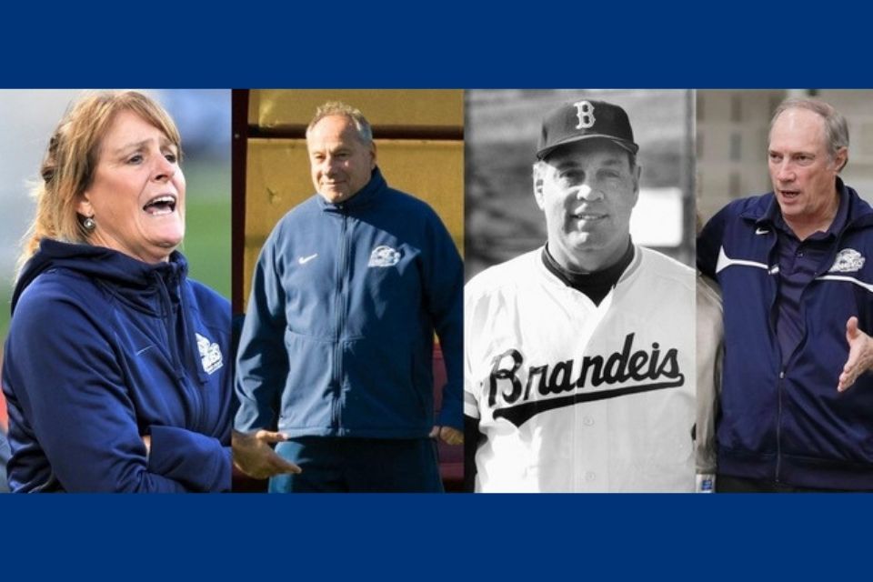A grid of four Brandeis athletic coaches over the years