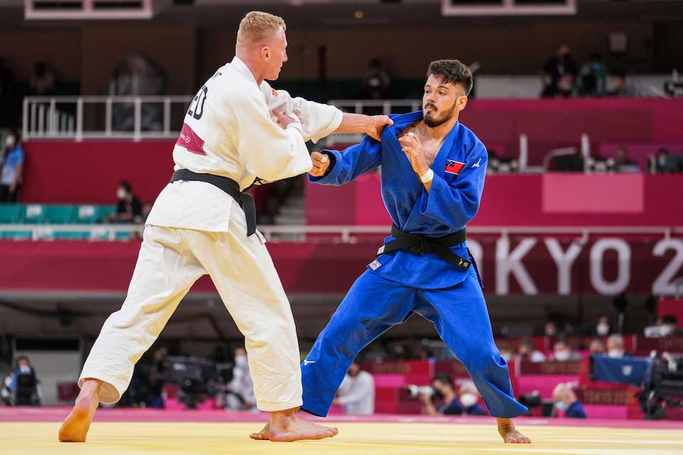 Ben Percival competing in a Judo match at the Olympics