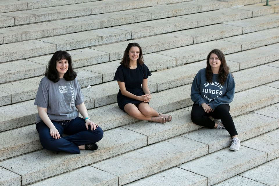 Alison Hagani ’22 (center) with attorney Sarah Sue Landau ’14 (left) and law student Leonie Koch ’16.