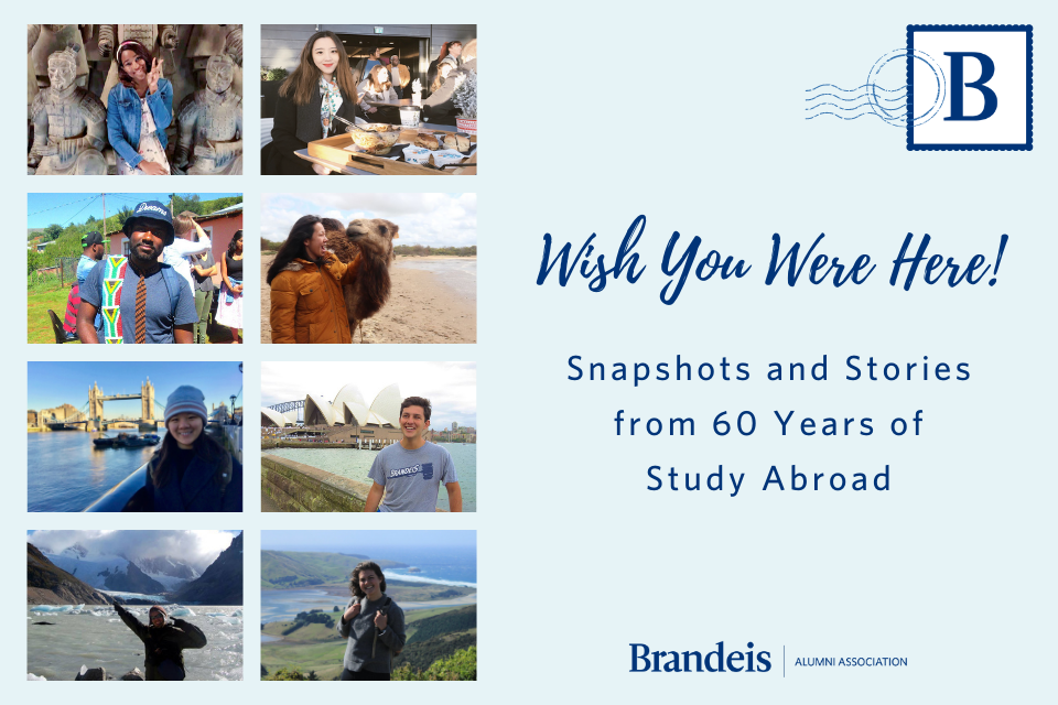 postcard like image with snapshots of students studying abroad and "Celebrating 60 years of Study Abroad"