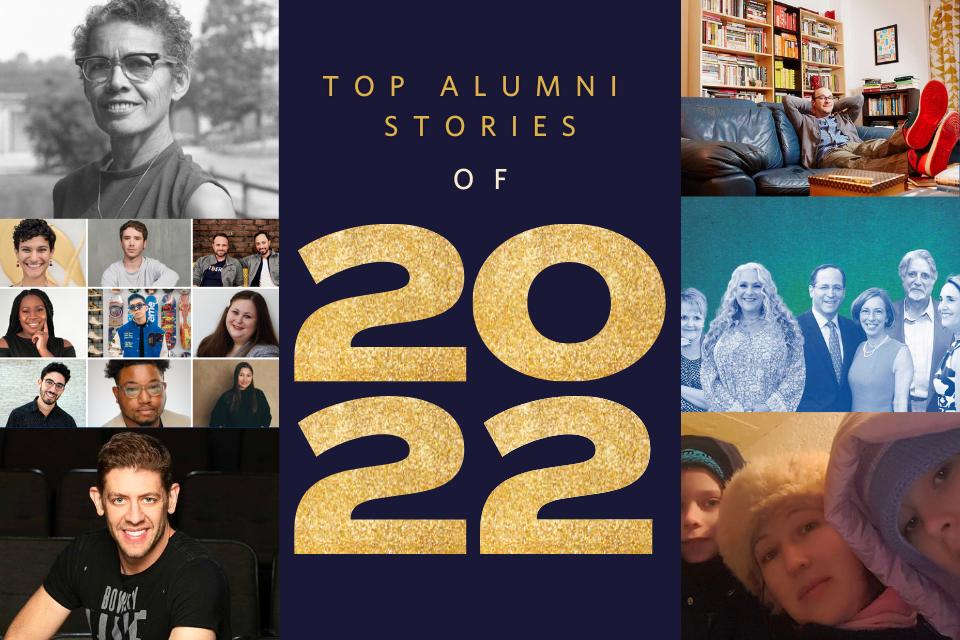 "Top Alumni Stories of 2022" with photos on right and left sides from the featured stories