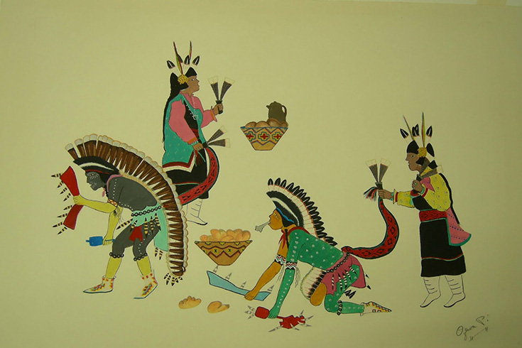 Painting of indigenous people by Tse Ye Mu