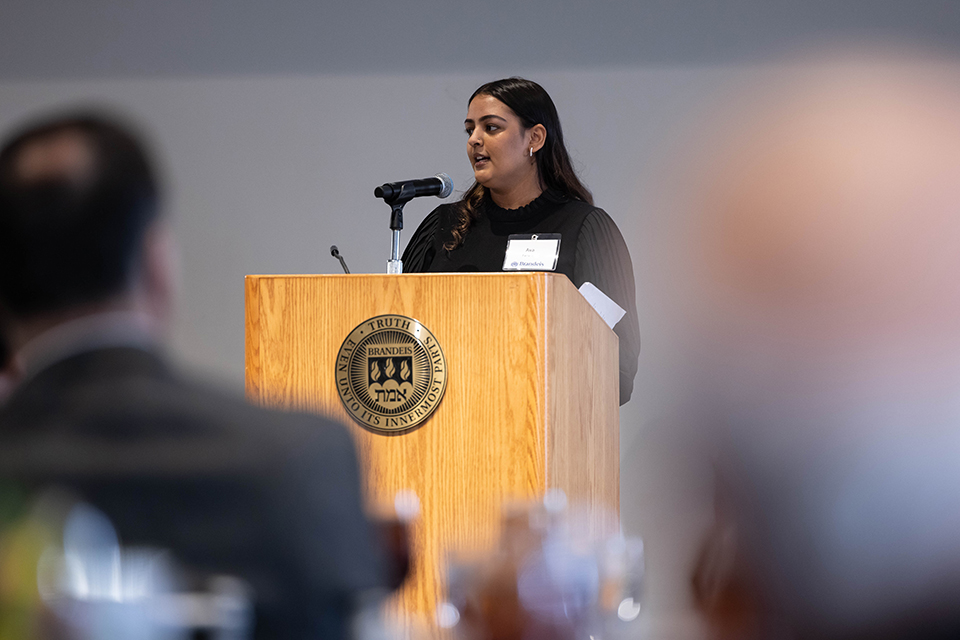 2024 Brandeis graduate Ava Faria, who is the recipient of the Stephen B. Kay Family Endowed Scholarship, explain how that scholarship helped her achieve a positive experience at Brandeis, including first-hand experience with numerous different cultures. 