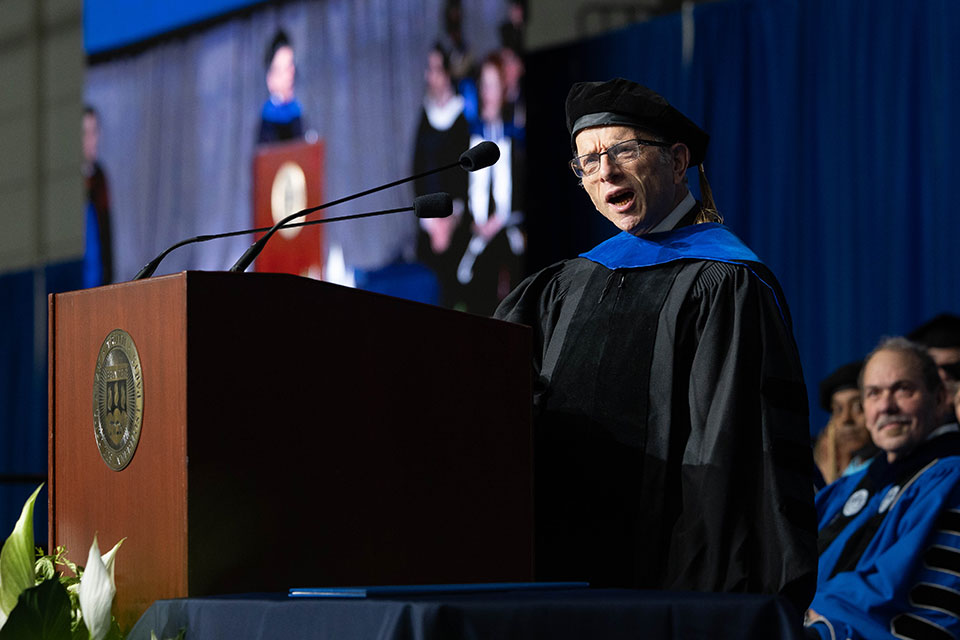 Jonathan Sarna delivers remarks at the podium