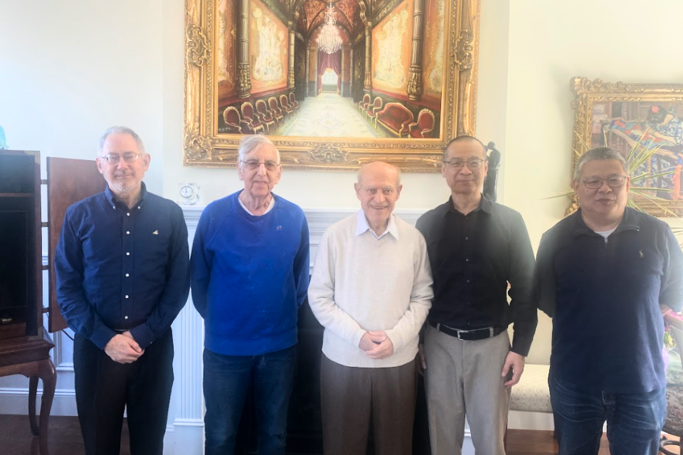 Andre Danesh (center) is supporting lifesaving artificial blood research by professors at Brandeis, Ben Gurion University, and Northeastern University.