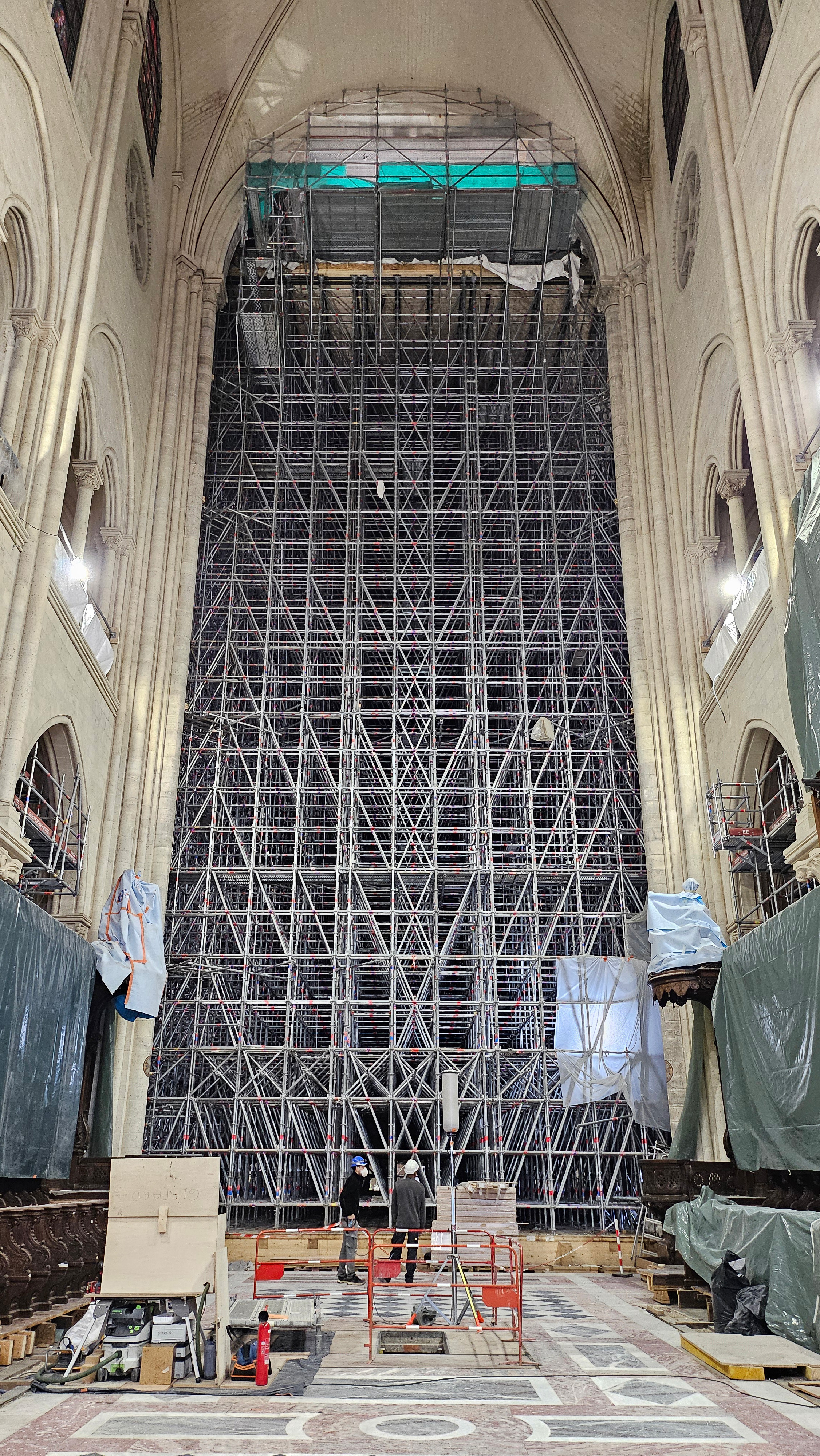 Scaffolding during the Notre Dame restoration