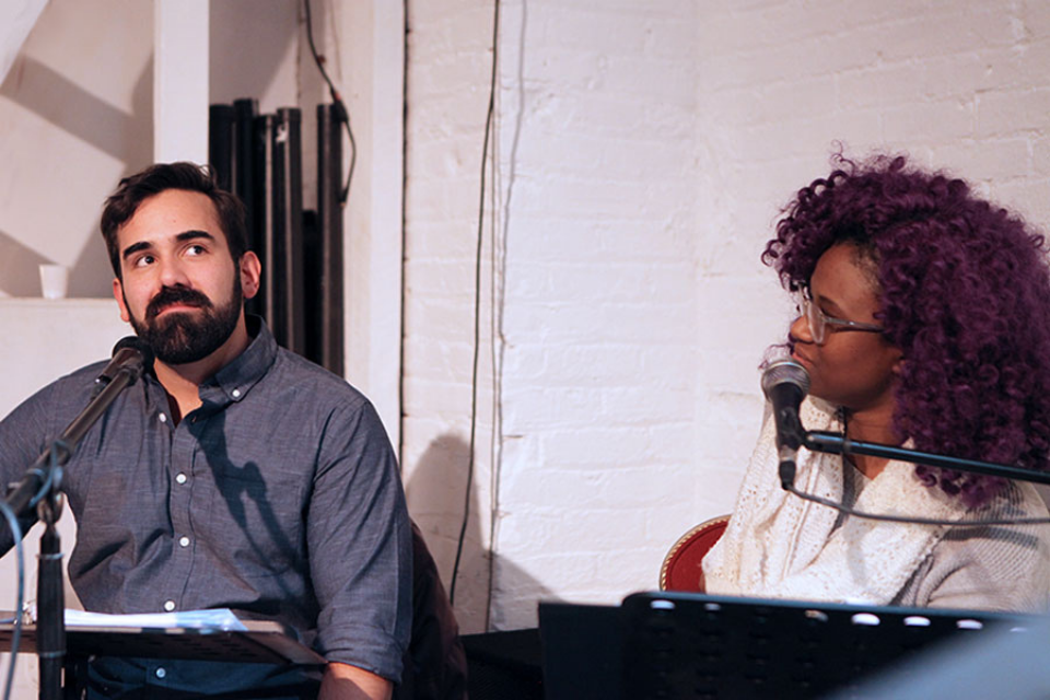 Iyvon Edebiri interviewing playwright Brian Otaño for an episode of The Parsnip Ship