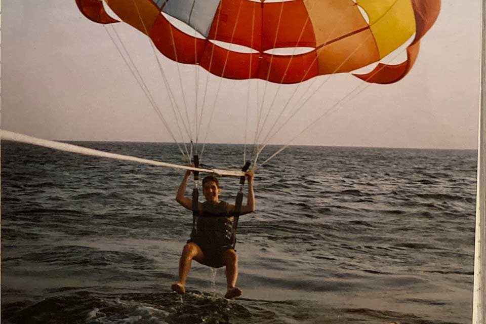 Steven Safran parasailing in Eilat 